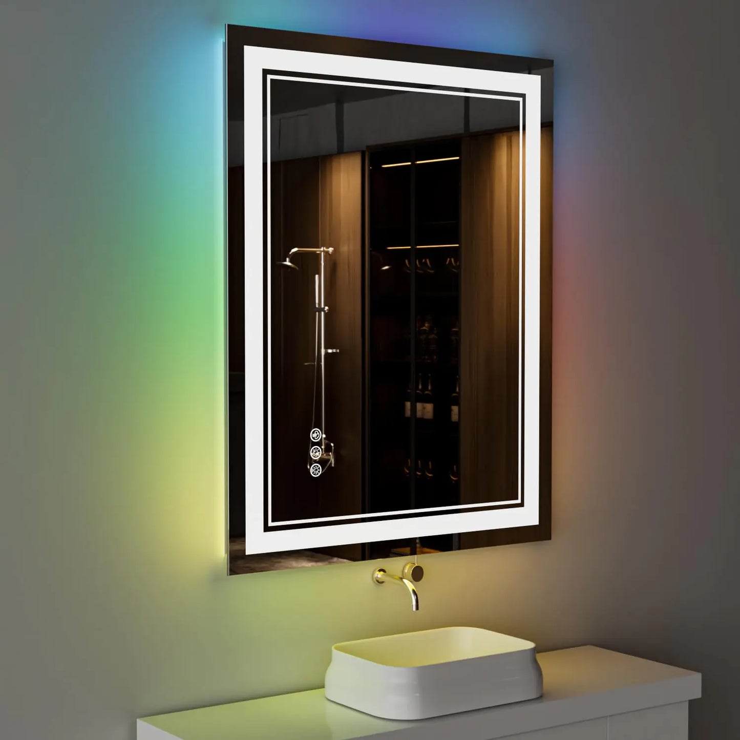 24x36 inch RGB LED Bathroom Mirror with Lights