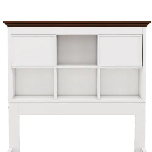 White Walnut Solid Pine Captain Bookcase Full Bed