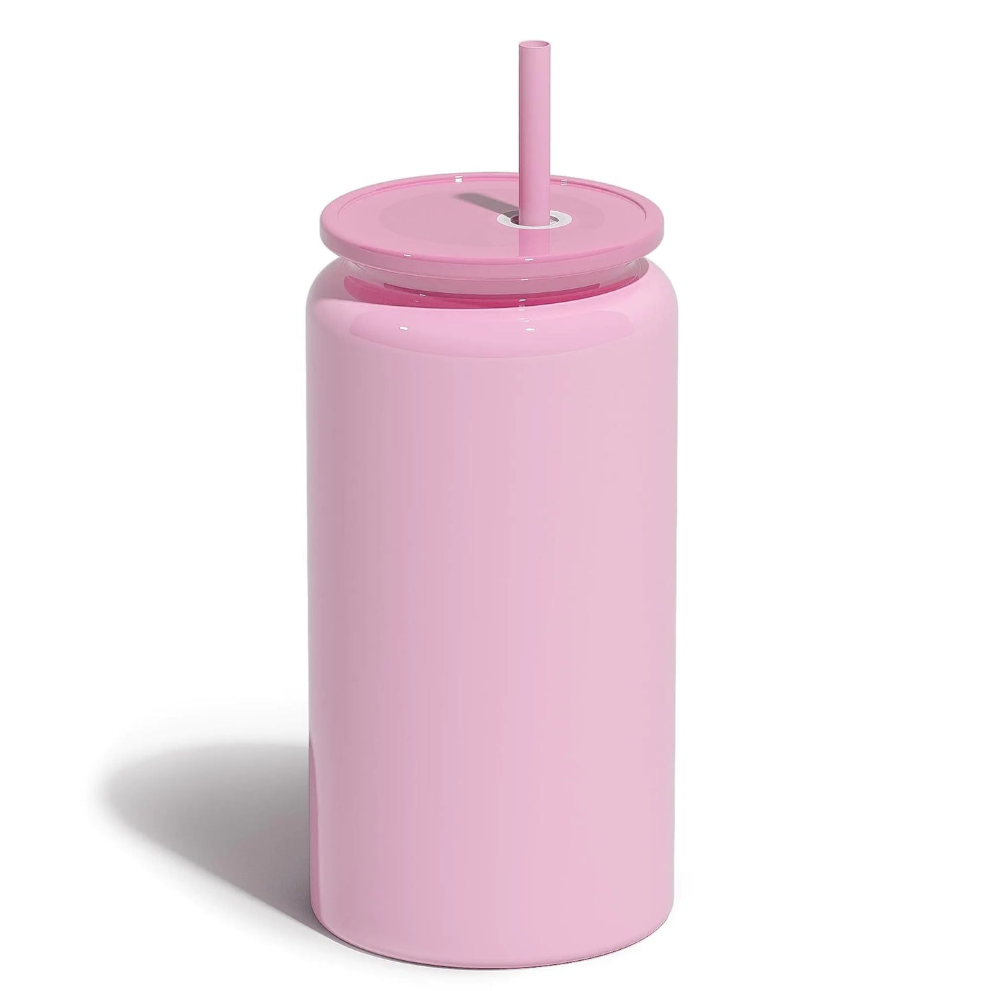 UIRZOTN Glass Cups with Lids and Straws 16oz Stainless Steels Cups Beer Cups Iced Coffee Cup Smoothie Cup Sublimation Tumbler Pink (Smooth Polished Finish Sublimatable)