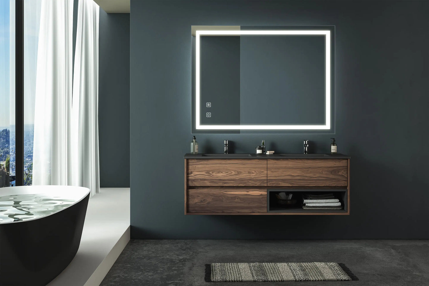 32x24 Inch Bathroom LED Premium Vanity Mirror With Focusing Back Panel