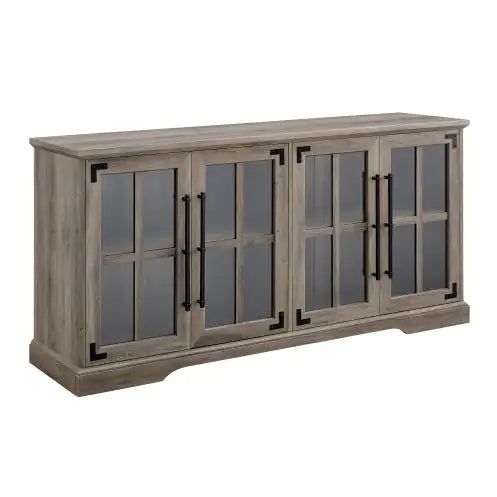 Modern Farmhouse Windowpane Glass-Door TV Stand