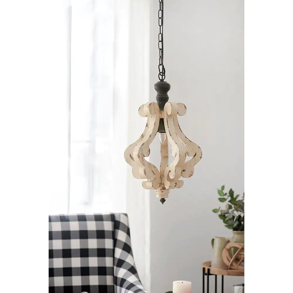 French Country Wood Chandelier