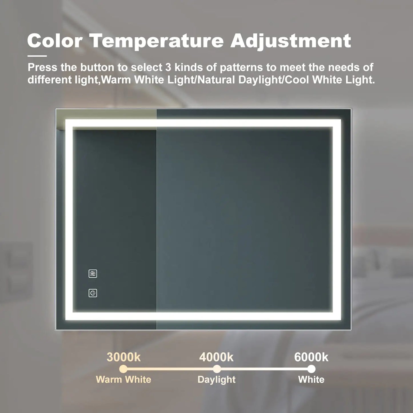 32x24 Inch Bathroom LED Premium Vanity Mirror With Focusing Back Panel