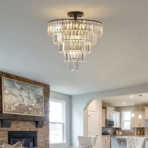 Large Contemporary Style Black Crystal Chandelier