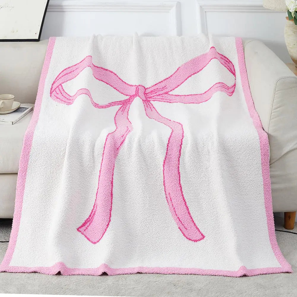 50" x 60" Bed Throw Blanket Bow Pattern Throw Blanket for Home Decor and Gift Microfiber Blanket Bow Blanket Plush Bedding Soft Cozy Fluffy Throw Blankets for Couch Sofa (G)