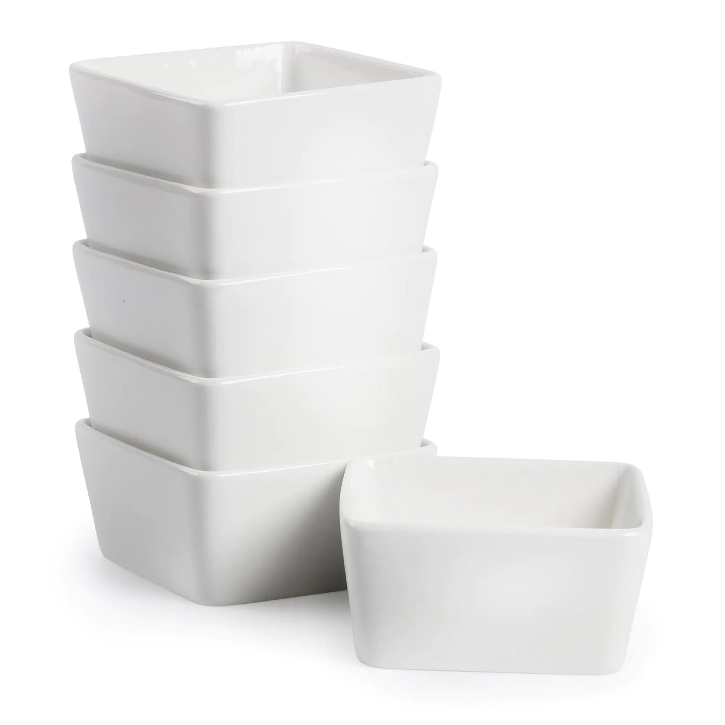 8 oz Set of 6 Square Porcelain Dish