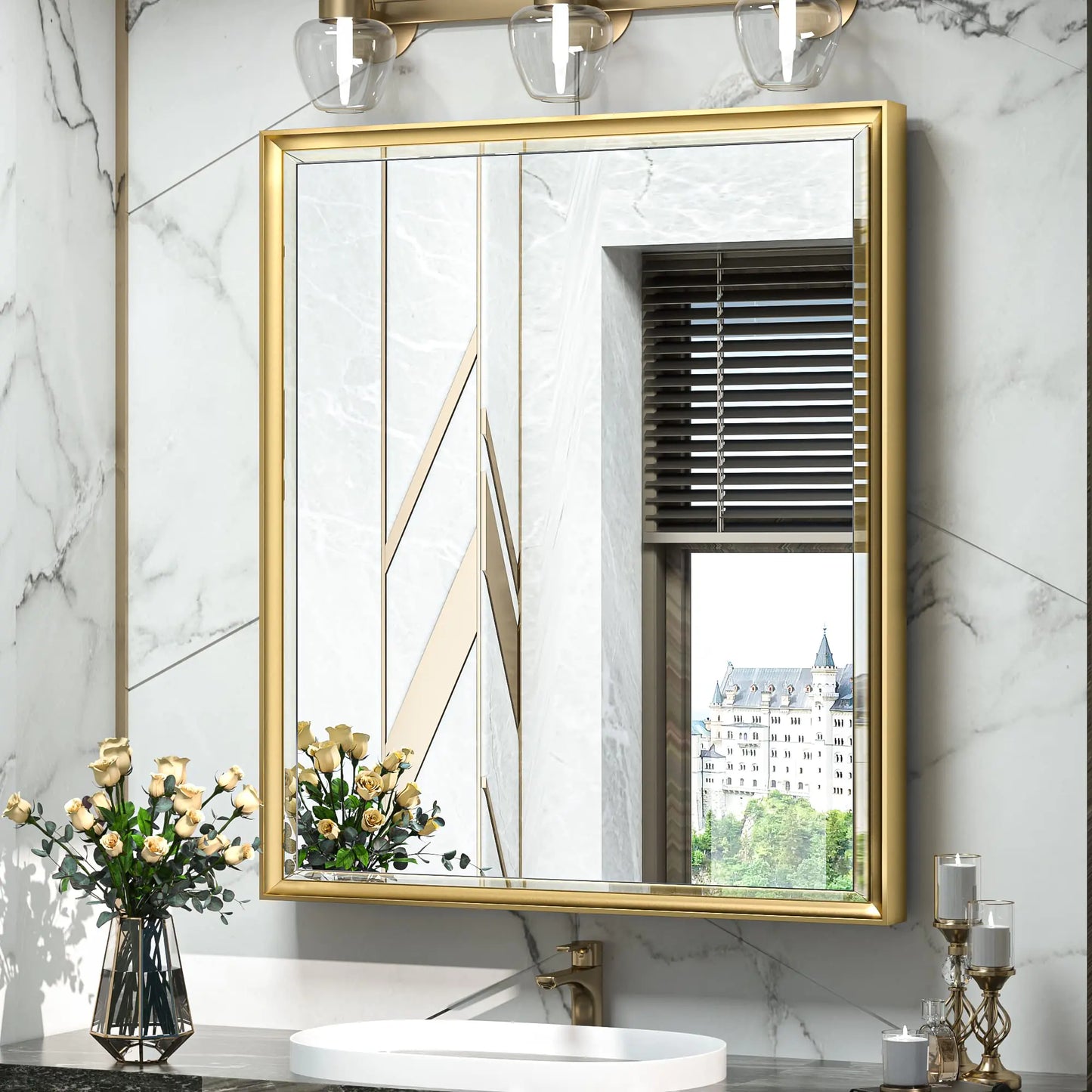 26x30 Gold Medicine Cabinet Mirror