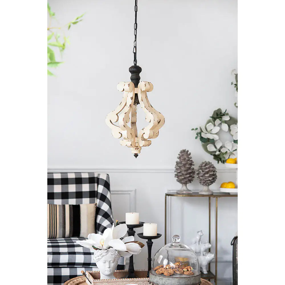 French Country Wood Chandelier