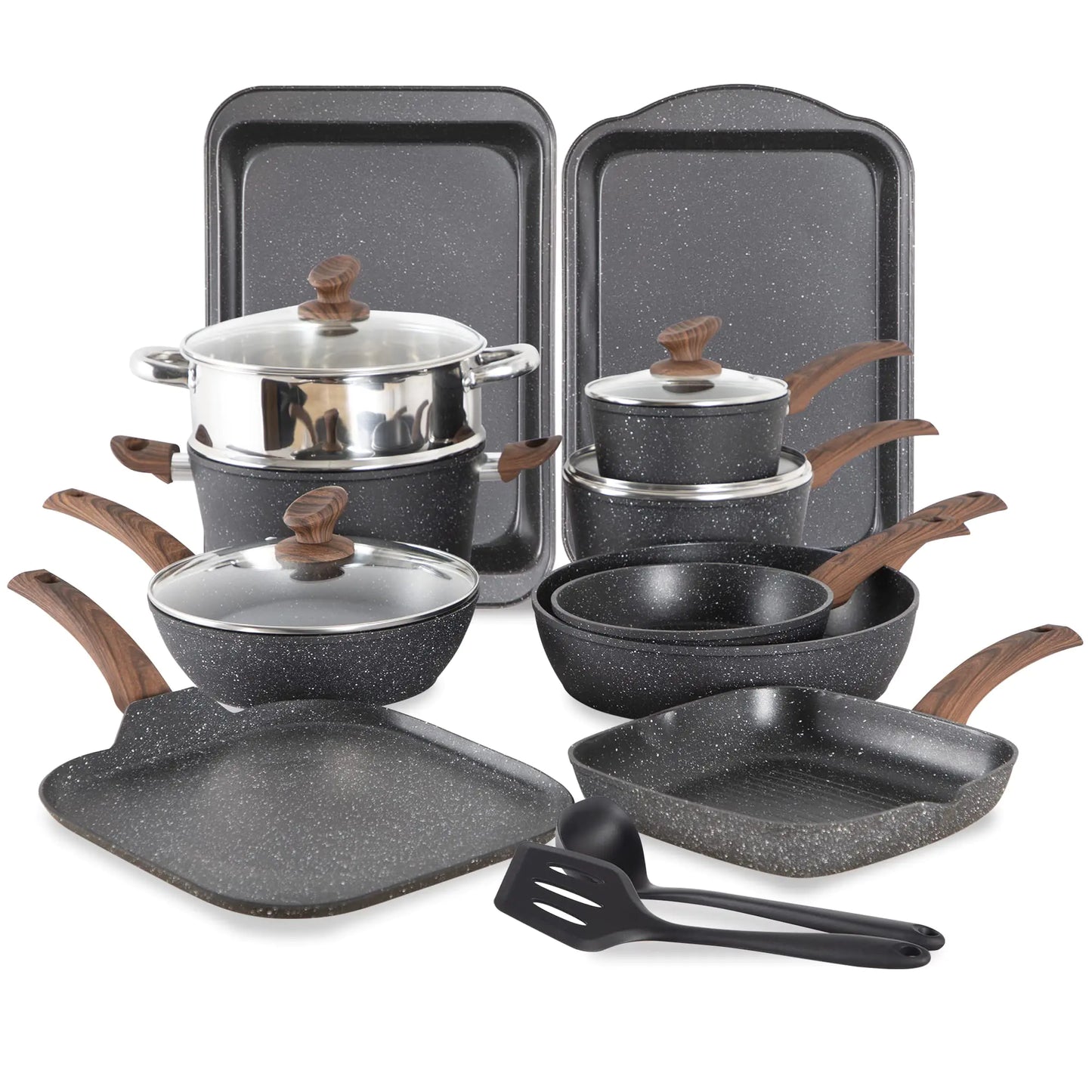 17 Piece Granite Stone Cookware Sets