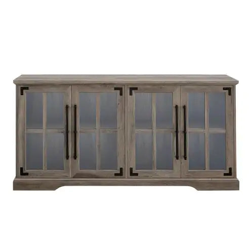 Modern Farmhouse Windowpane Glass-Door TV Stand