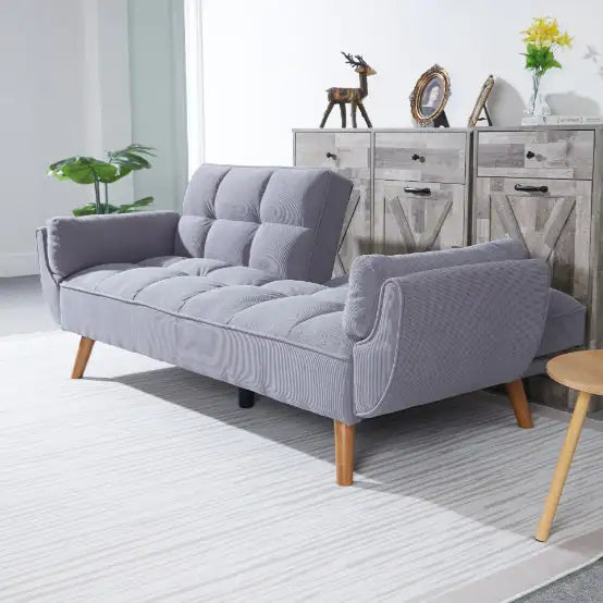 Smoke Gray Corduroy Sofa Bed