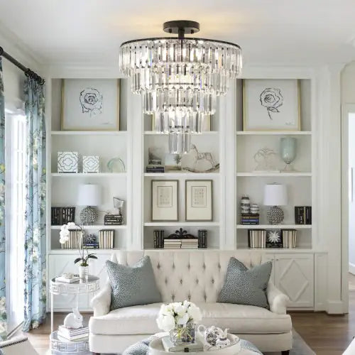 Large Contemporary Style Black Crystal Chandelier