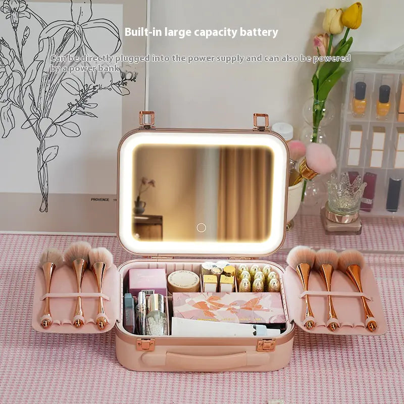 Lighted Mirror Large Cosmetics Storage Box