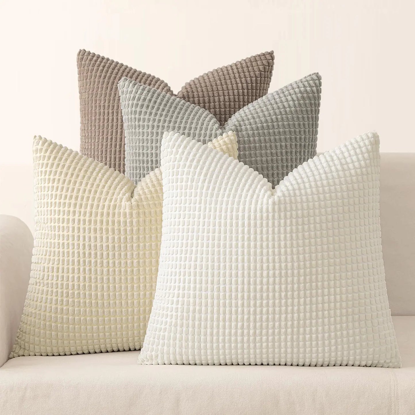 Neutral Decorative Pillow Covers - 20x20 Inch Set of 4