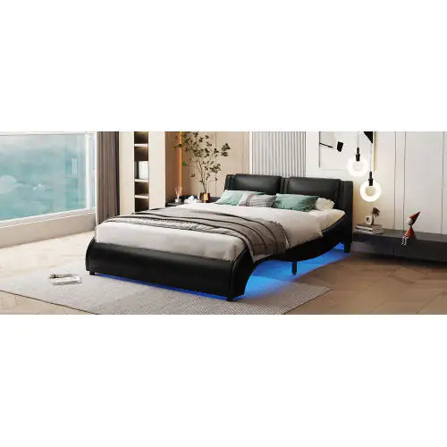 Black Full Size LED Light Bed Frame