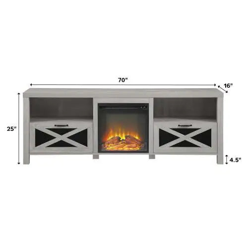 Stone Grey Fireplace TV