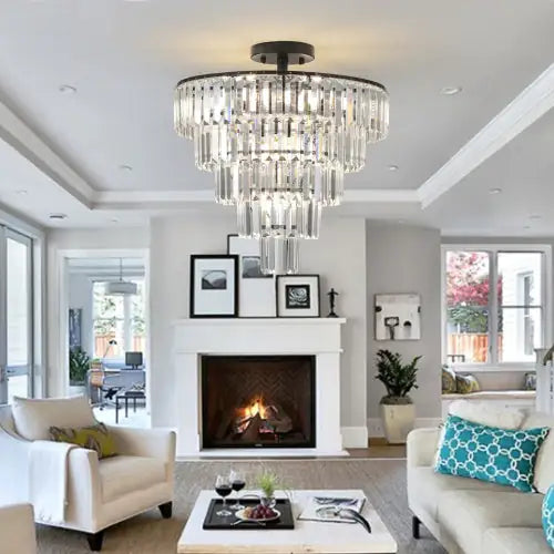 Large Contemporary Style Black Crystal Chandelier