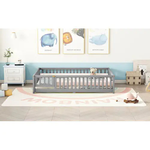 Gray Full Size Bed Floor Bed For Kids