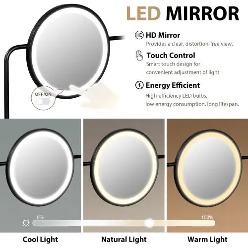 Makeup Vanity Desk With 3-Mode Lighted Mirror & Wireless Charging Station
