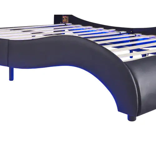 Black Full Size LED Light Bed Frame