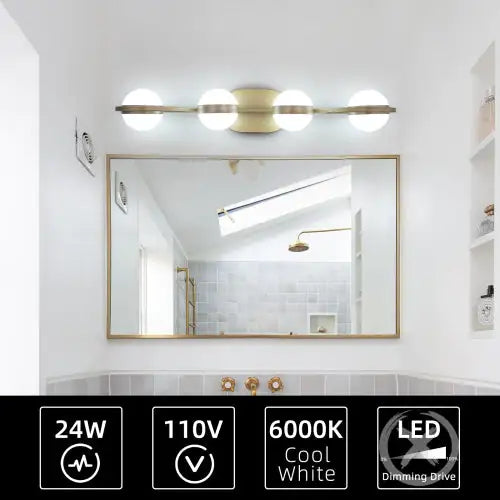 4 Bulb Modern Minimalist Gold Bathroom Vanity Light