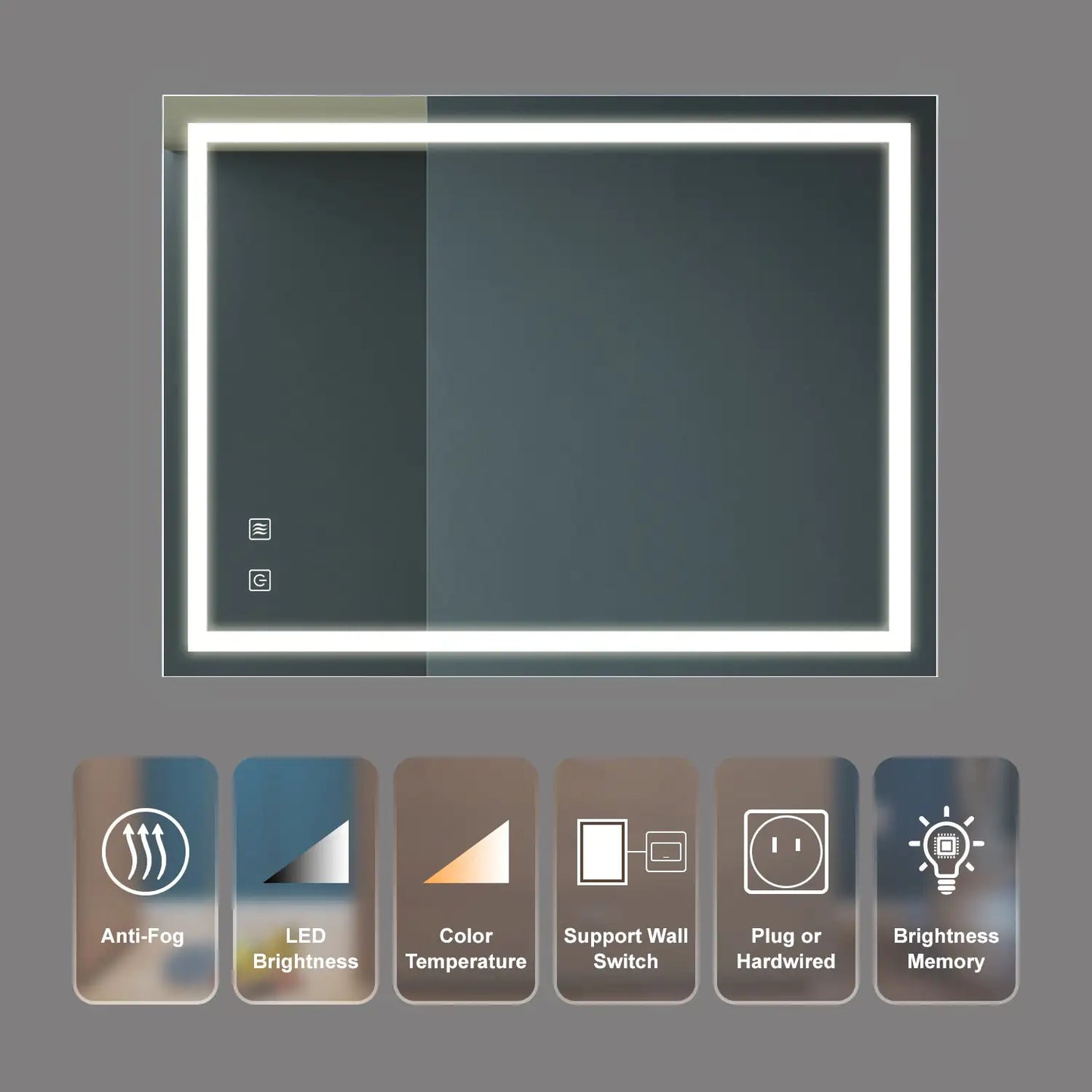 32x24 Inch Bathroom LED Premium Vanity Mirror With Focusing Back Panel