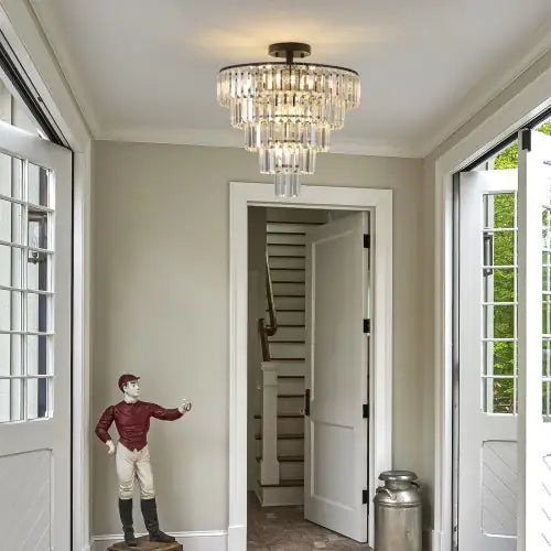 Large Contemporary Style Black Crystal Chandelier