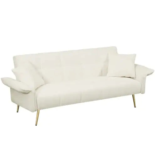 Futon Convertible Double Sofa Bed With Folding Armrests