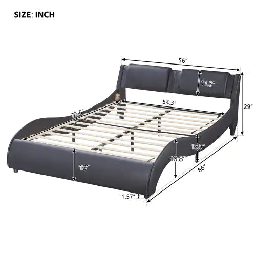 Black Full Size LED Light Bed Frame