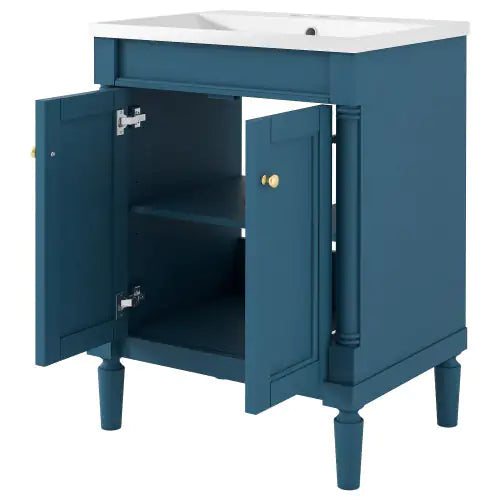 2-Tier Bathroom Vanity With Top Sink and Storage Cabinet