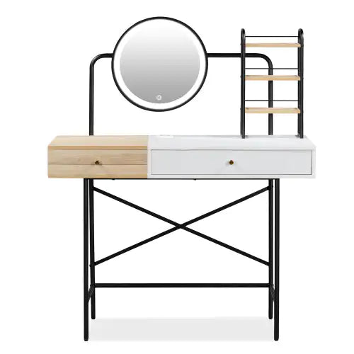 Makeup Vanity Desk With 3-Mode Lighted Mirror & Wireless Charging Station