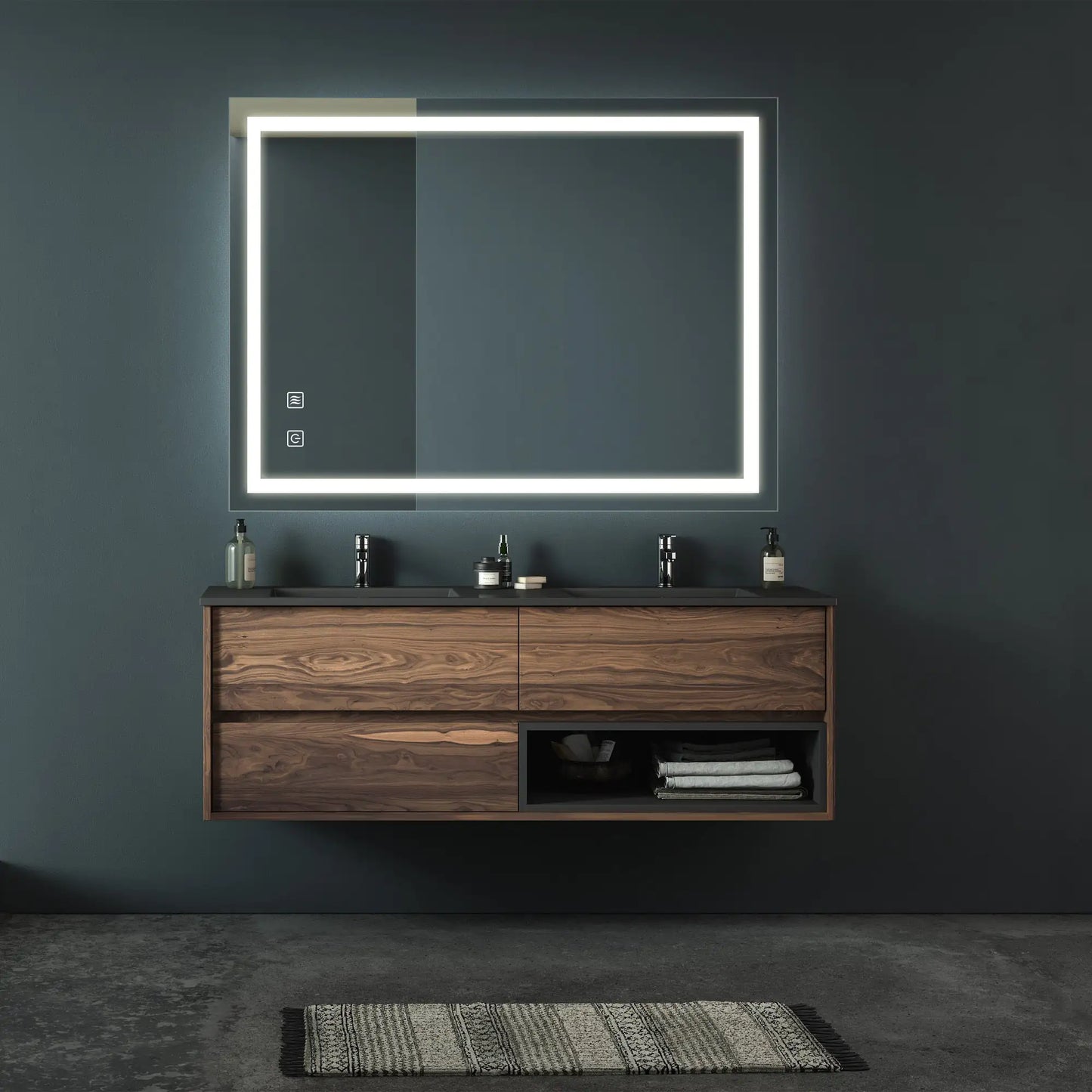 32x24 Inch Bathroom LED Premium Vanity Mirror With Focusing Back Panel