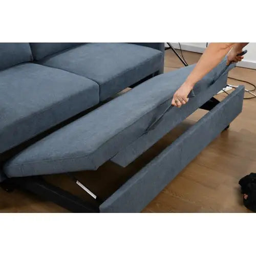 Dark Blue 3in-1 Convertible Queen Sofa Bed