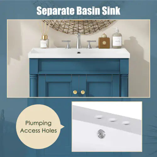 2-Tier Bathroom Vanity With Top Sink and Storage Cabinet