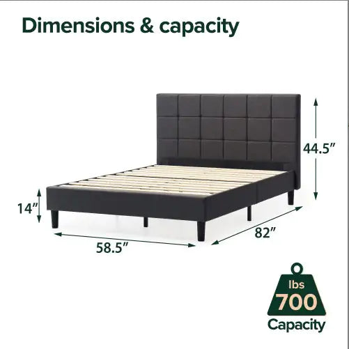 Upholstered Platform Bed Square Stitch - Full