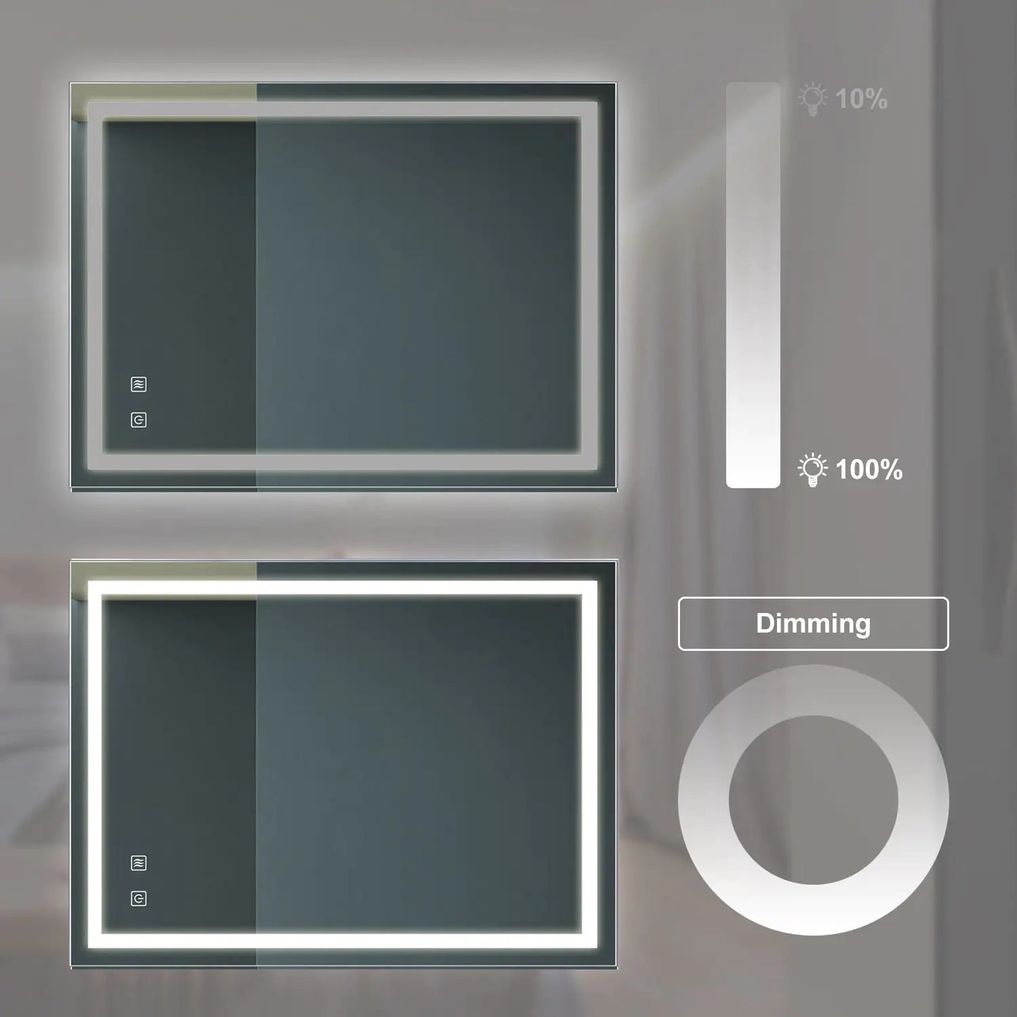 32x24 Inch Bathroom LED Premium Vanity Mirror With Focusing Back Panel