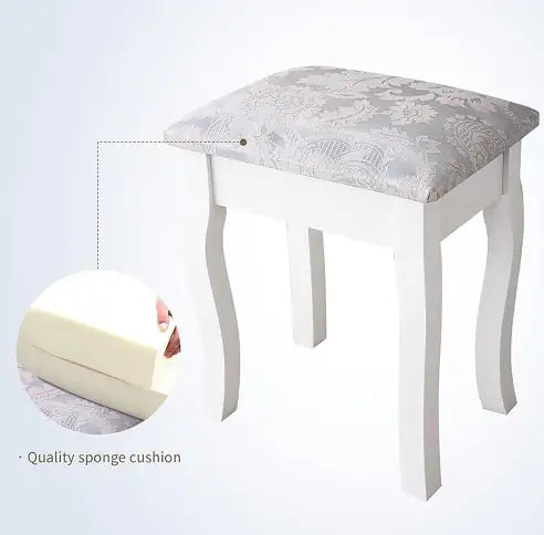 4 Drawer Vanity Table Set with Oval Mirror