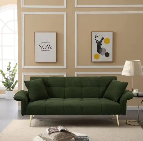 Futon Convertible Double Sofa Bed With Folding Armrests
