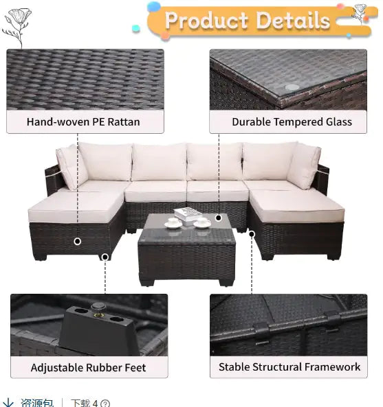 7 Piece Outdoor Garden Patio Furniture Set