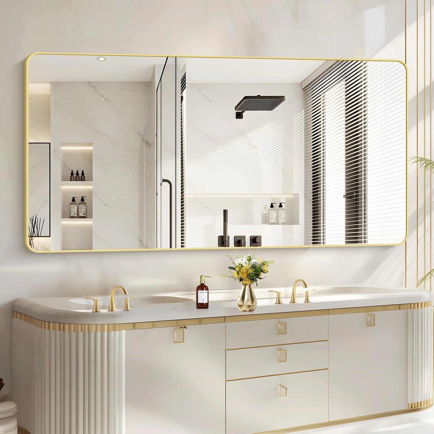 30"x60" Gold Bathroom Mirror Large Rectangle