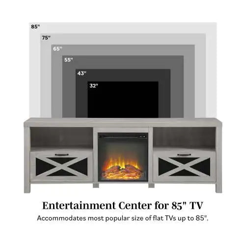 Stone Grey Fireplace TV