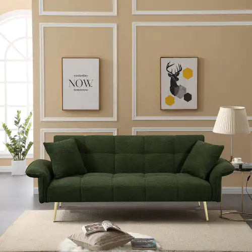 Convertible Futon Sofa Bed With Folding Armrests