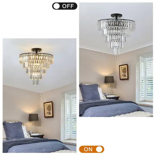 Large Contemporary Style Black Crystal Chandelier