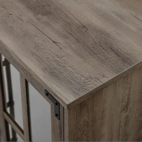 Modern Farmhouse Windowpane Glass-Door TV Stand