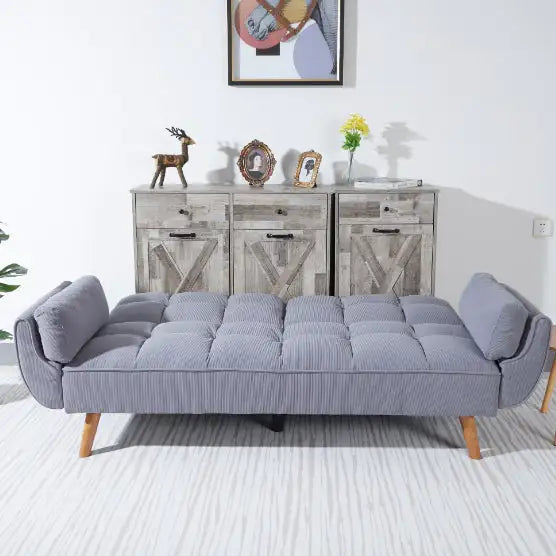 Smoke Gray Corduroy Sofa Bed