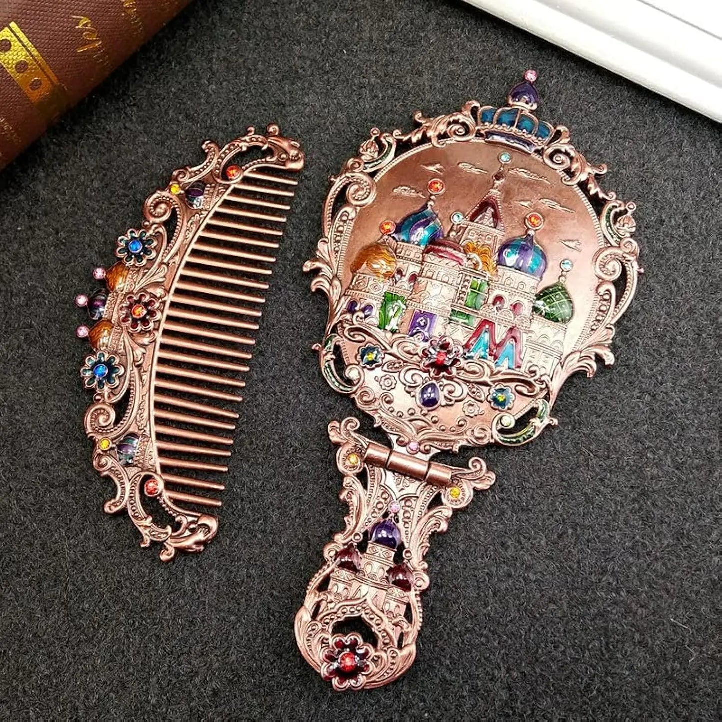 Handheld Vintage Mirror and Comb Set