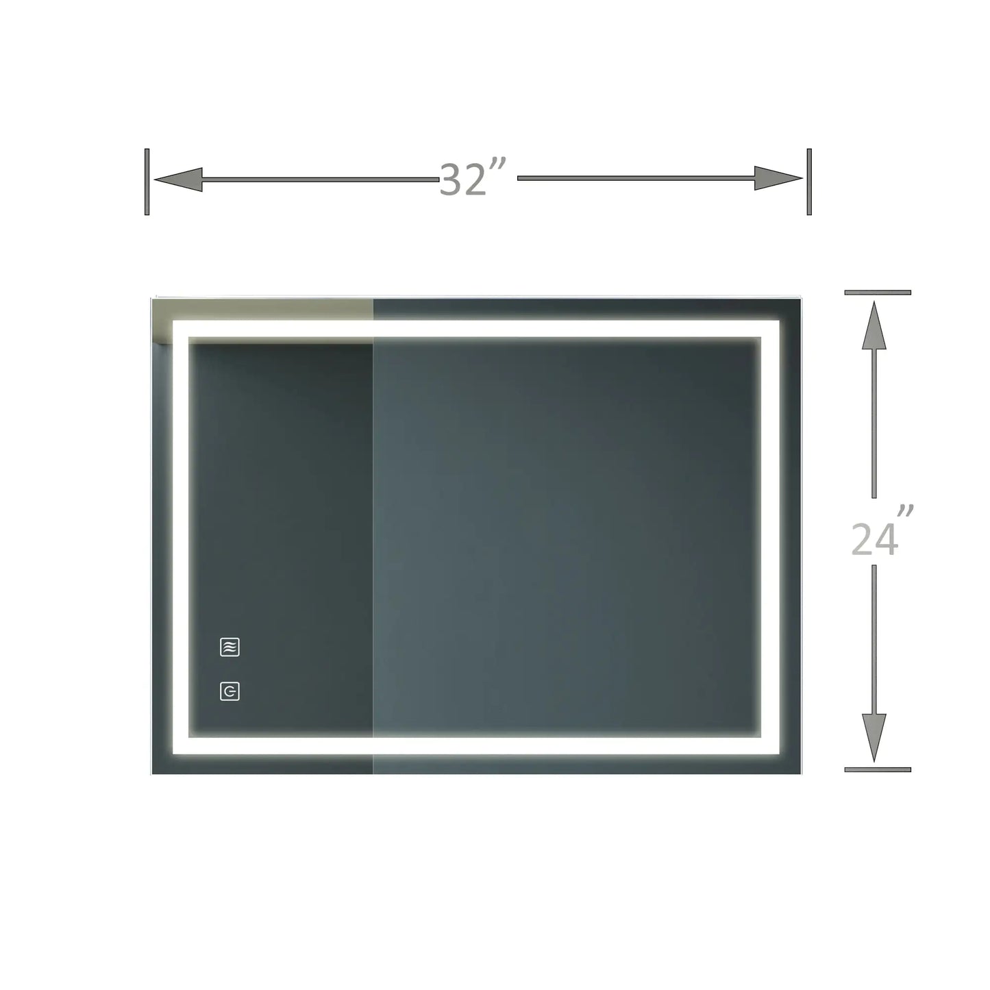 32x24 Inch Bathroom LED Premium Vanity Mirror With Focusing Back Panel