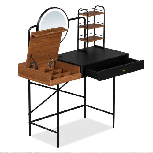 Makeup Vanity Desk With 3-Mode Lighted Mirror and Wireless Charging Station