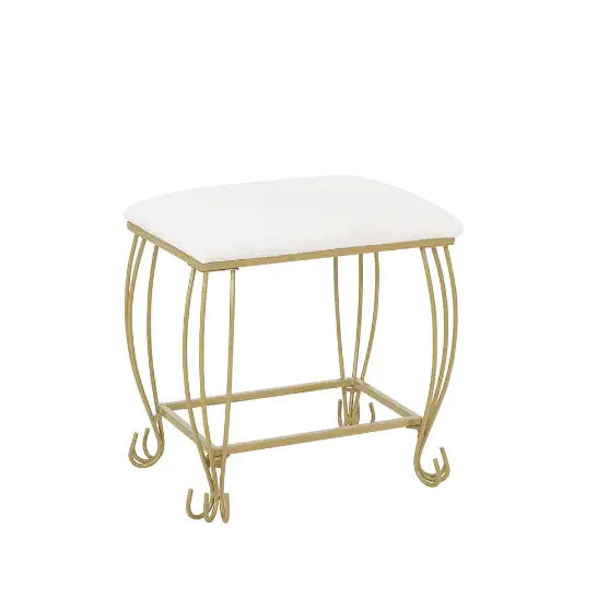 White Vanity Table Set With Mirror and Stool With Drawers