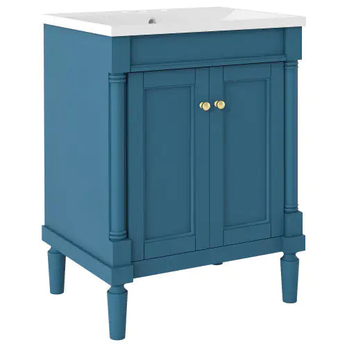 2-Tier Bathroom Vanity With Top Sink and Storage Cabinet